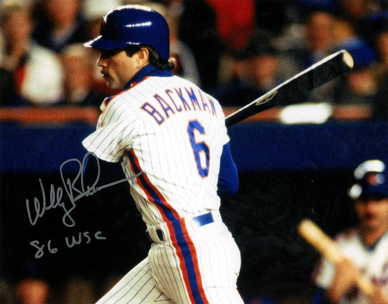 Wally Backman Signed Autographed New York Mets 8x10 Photo w/ 86 WSC LSCM COA