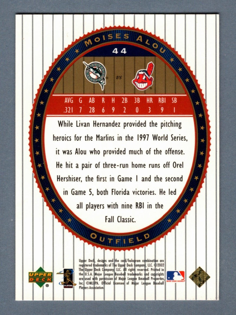 Moises Alou Signed 2002 Upper Deck World Series Heroes #44 LSCM COA Marlins