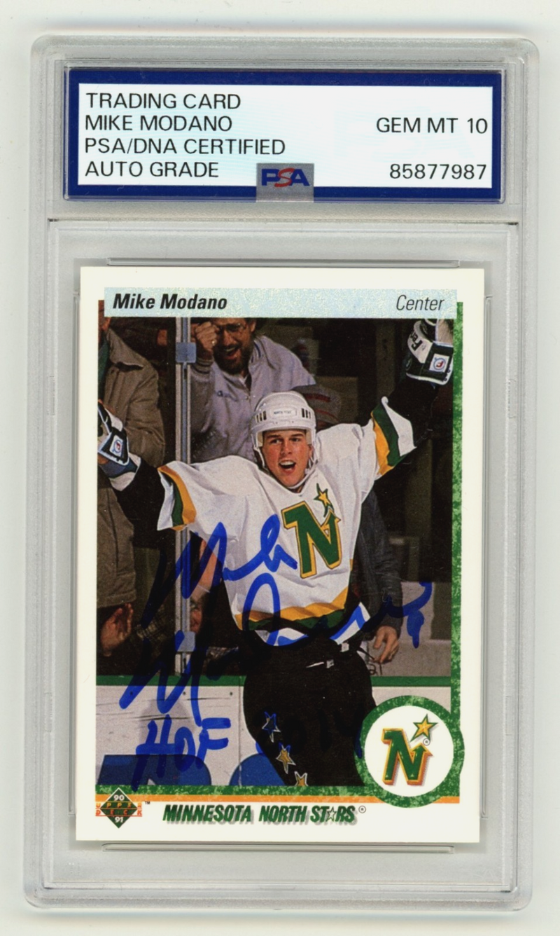 Mike Modano 1990-91 Upper Deck Signed Auto RC w HOF 2014 PSA 10 Auto North Stars
