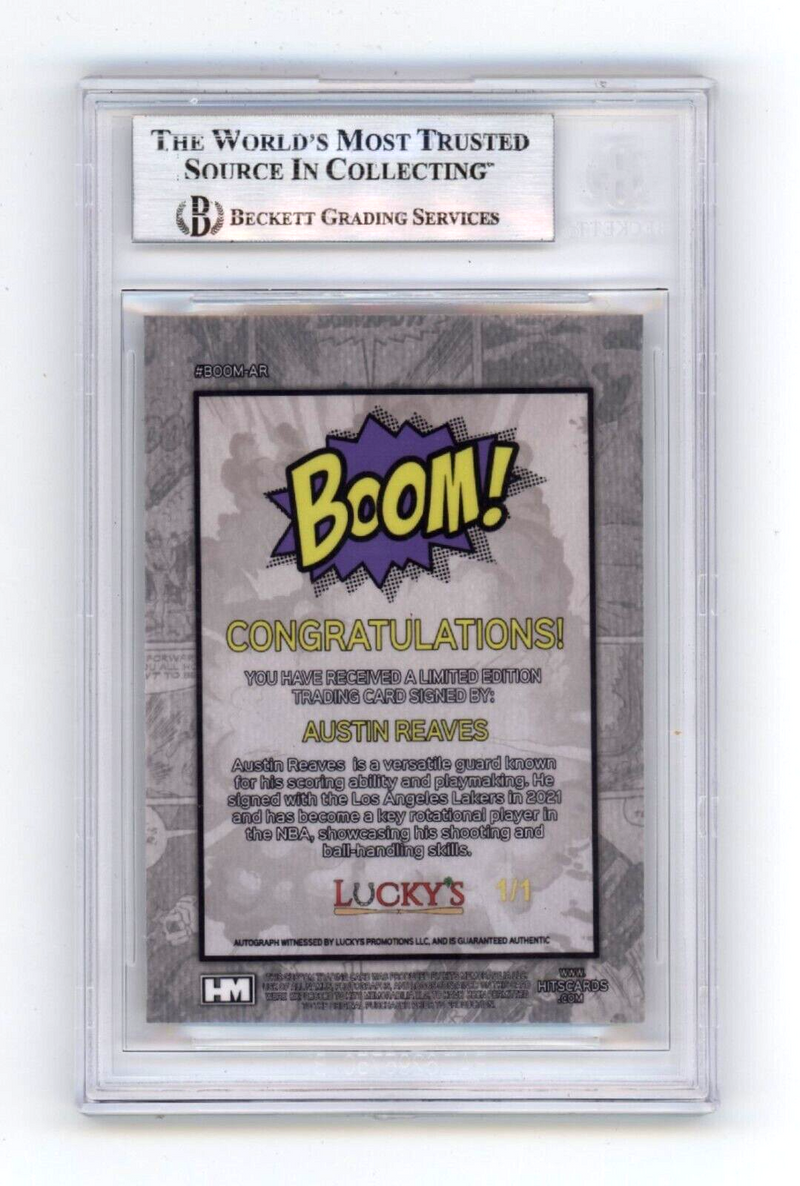 Austin Reaves 2024 Hits Memorabilia BOOM Super #1/1 Signed BGS BAS Auto Lakers
