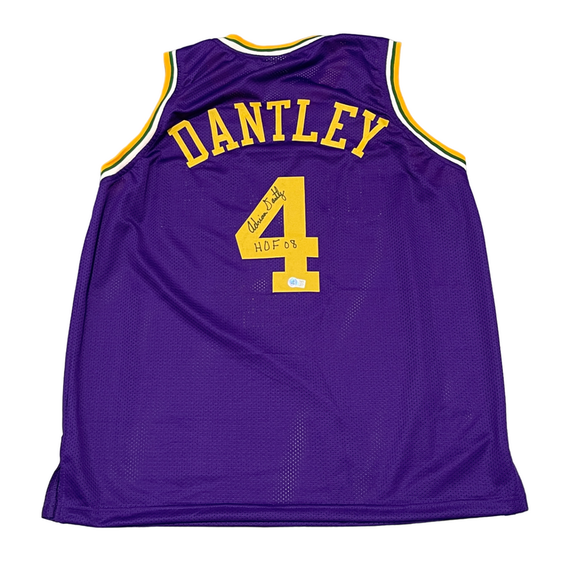 Adrian Dantley Signed Utah Jazz Custom Jersey w/ HOF 09 Beckett Witness BAS COA