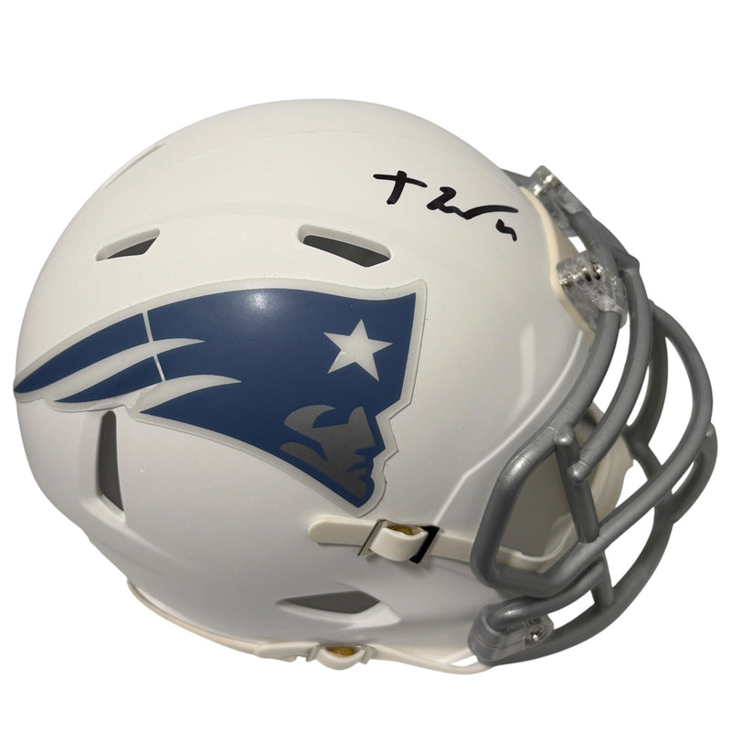 TreVeyon Henderson Signed New England Patriots Rivalries Mini Helmet JSA W COA