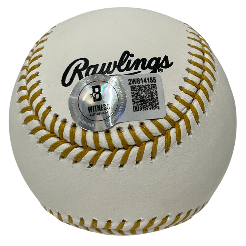 Mike Lowell Signed Rawlings Gold Glove Baseball Beckett Witness BAS COA