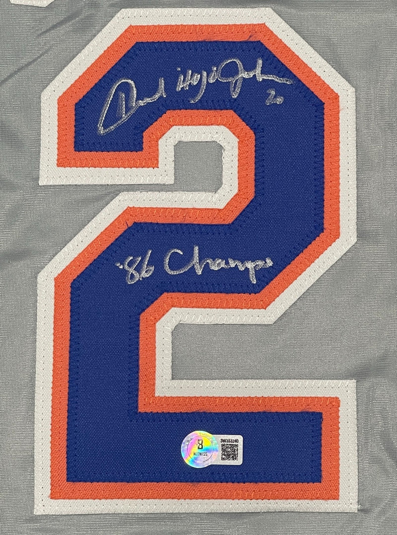 Howard "Hojo" Johnson Signed Mets Custom Jersey w/ 86 Champs Beckett Wit BAS COA