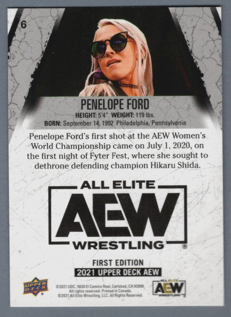Penelope Ford Signed 2021 Upper Deck AEW First Edition #6 Silver Auto LSCM COA