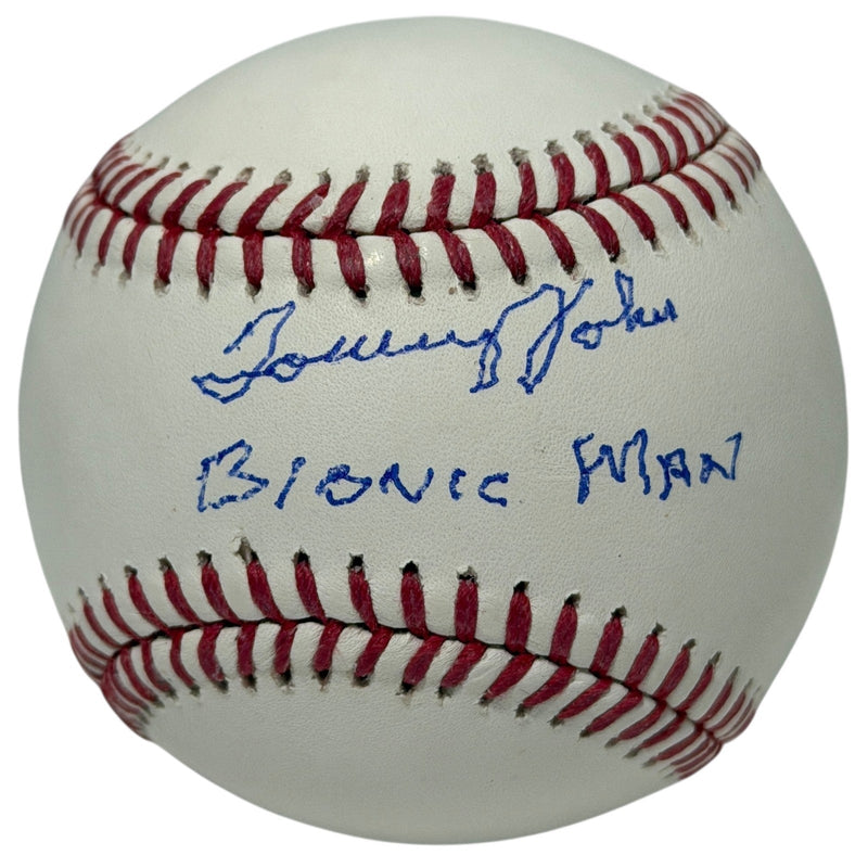 Tommy John Signed Autographed ROMLB Baseball w/ Bionic Man JSA Witness COA