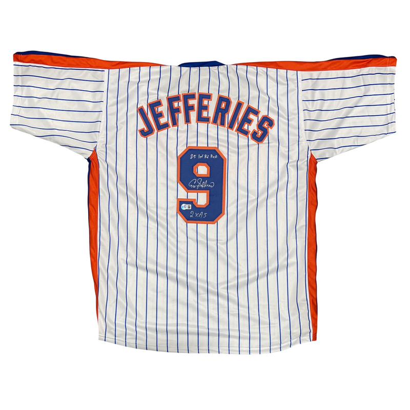 Gregg Jefferies Signed Mets Custom Jersey w/ 2 Insc Beckett Witness BAS COA