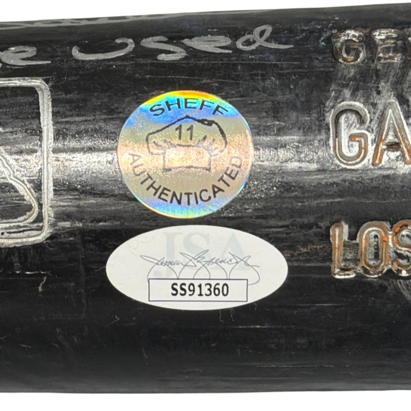 Gary Sheffield Signed Game Used Louisville Slugger Black Bat JSA COA Dodgers A