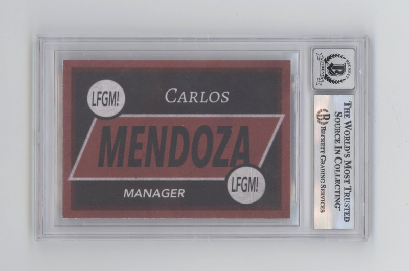Carlos Mendoza Mets Manager Custom Card Signed w/ LGM! Beckett BGS 10 Auto