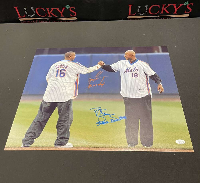 Dwight Doc Gooden & Darryl Strawberry Signed Auto 16x20 Photo w/ 2x Insc JSA COA