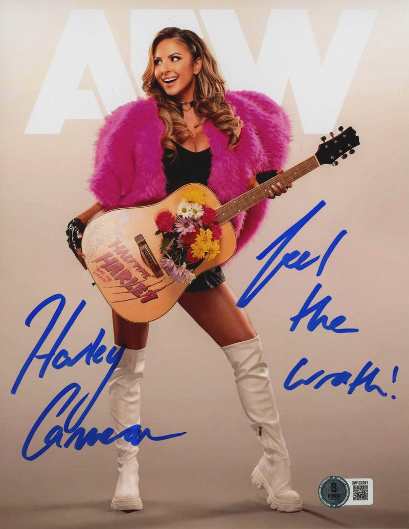 Harley Cameron Signed AEW 8x10 Photo w/ Feel The Wrath Beckett Wit BAS COA #6