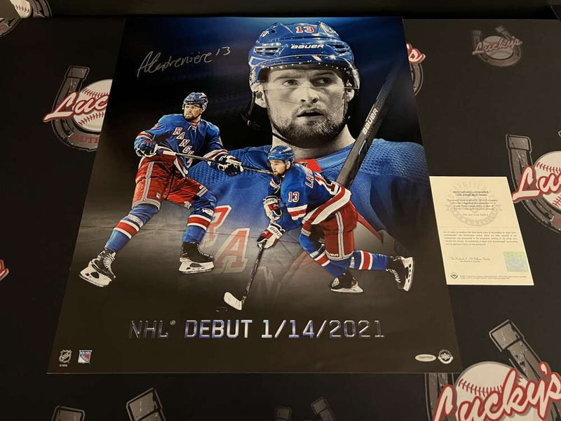 Alexis Lafreniere Signed 20x24 Photo NHL Debut Upper Deck UDA COA NY Rangers