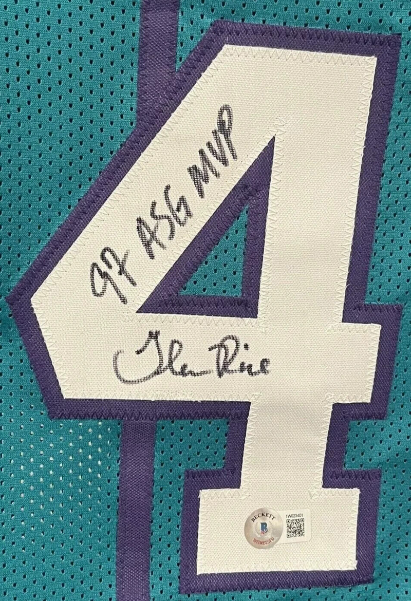 Glen Rice Signed Hornets Custom Jersey w/ 97 ASG MVP Beckett Witness BAS COA