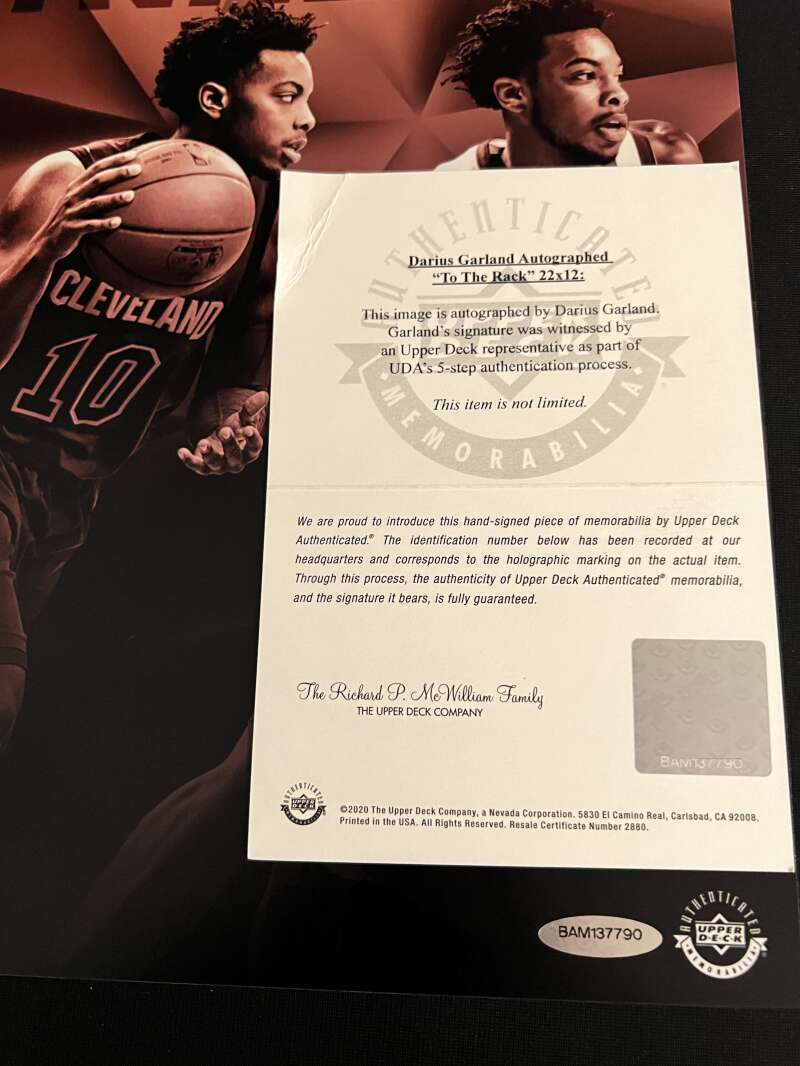 Darius Garland Signed 22x12 Photo To The Rack Upper Deck UDA COA Cavaliers