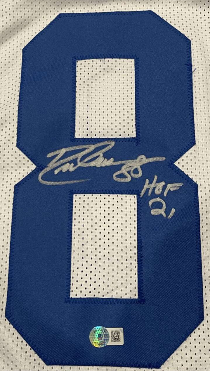 Drew Pearson Signed Cowboys White Custom Jersey w/ HOF 21 Beckett Wit BAS COA