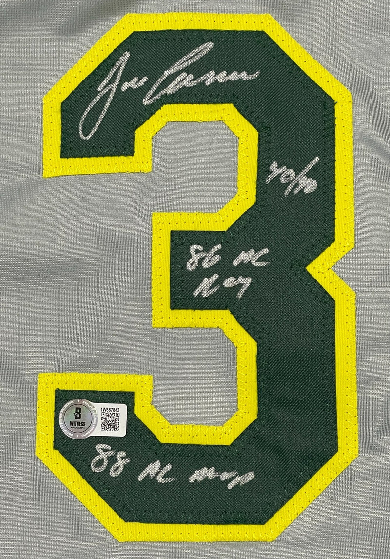Jose Canseco Signed Athletics Custom Jersey w/ 3 Insc Beckett Wit BAS COA
