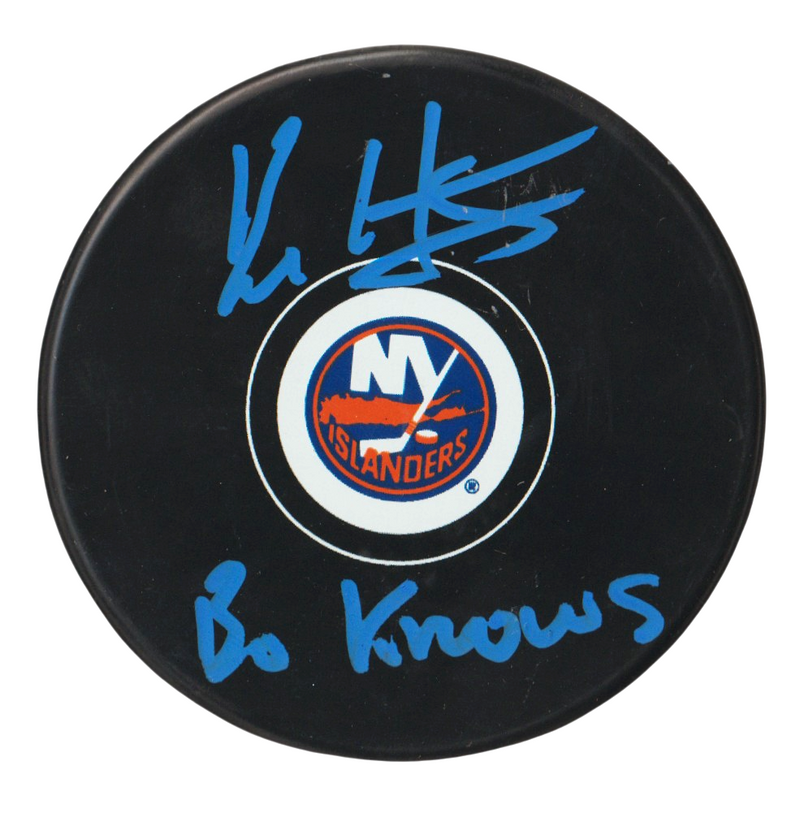 Bo Horvat Signed New York Islanders Puck w/ Bo Knows Beckett Witness BAS COA B