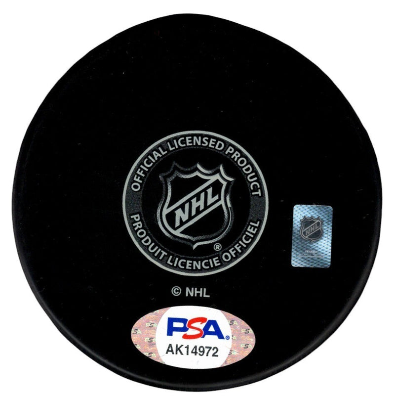 Gilles Villemure Signed New York Rangers Logo Puck w/ 3x NHL All Star PSA COA