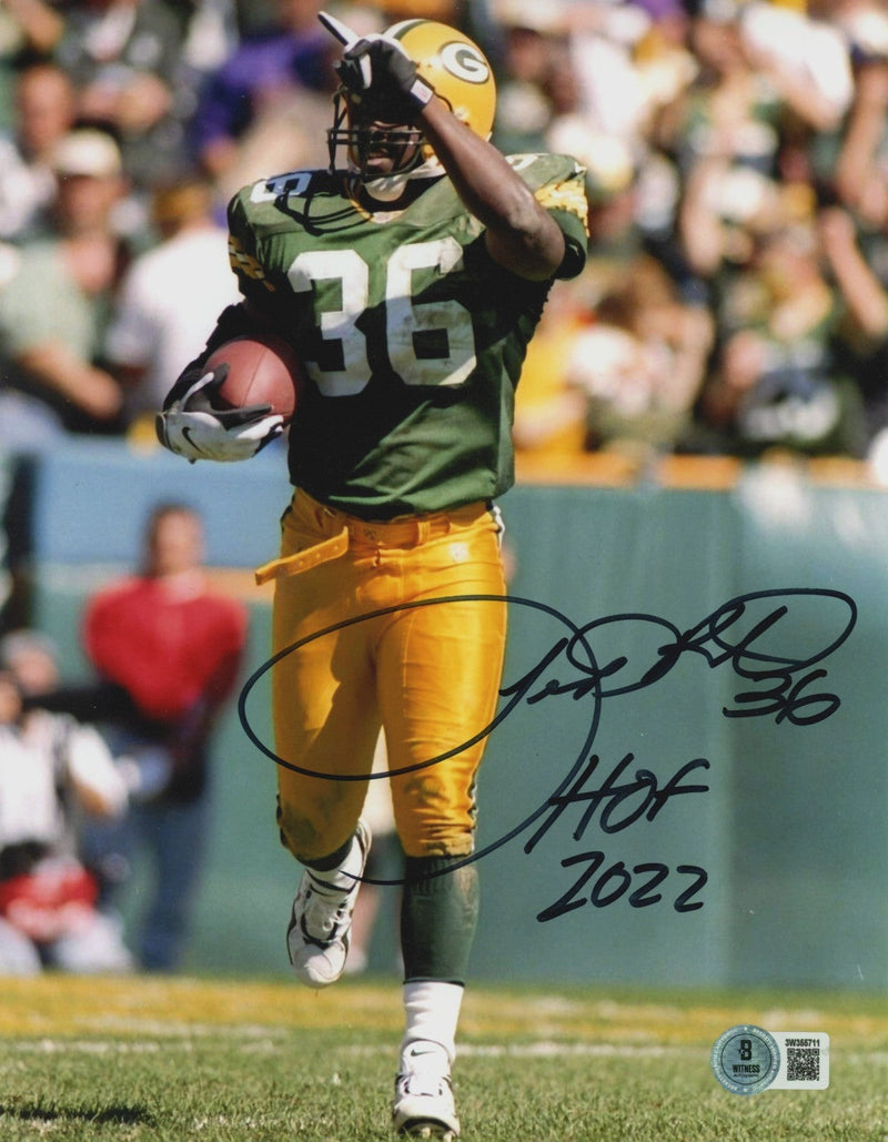 LeRoy Butler Signed GB Packers 8x10 Photo w/ HOF 22 Beckett Witness BAS COA #1