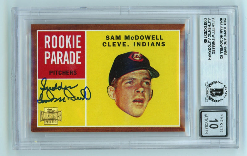 Sam McDowell 2001 Topps Archives #263 RC Signed w/ Sudden Beckett BGS 10 Auto