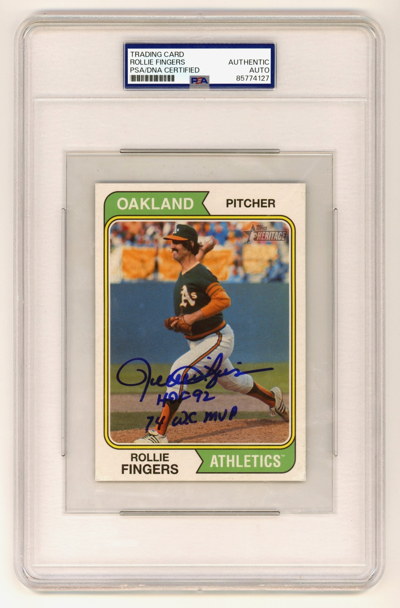 Rollie Fingers 2023 Topps Heritage Signed Oversized Box loader 2 Insc. PSA Auto