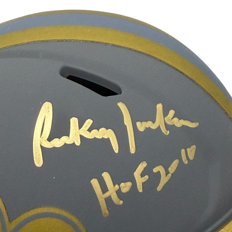 Rickey Jackson Signed Saints Slate Mini Helmet w/ HOF 2010 JSA Witness COA