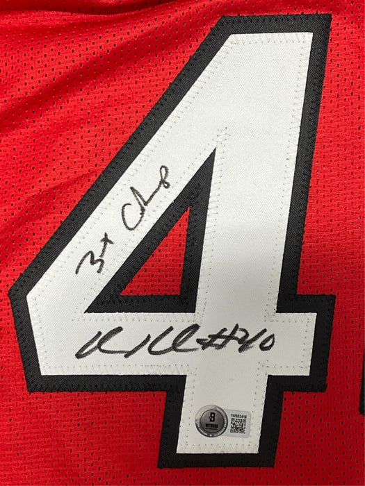 Udonis Haslem Signed Miami Heat Custom Jersey w/ 3 Champs Beckett W BAS COA