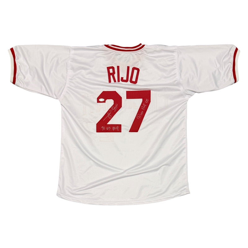 Jose Rijo Signed Cincinnati Reds Custom Jersey w/ 2 Insc JSA Witness COA