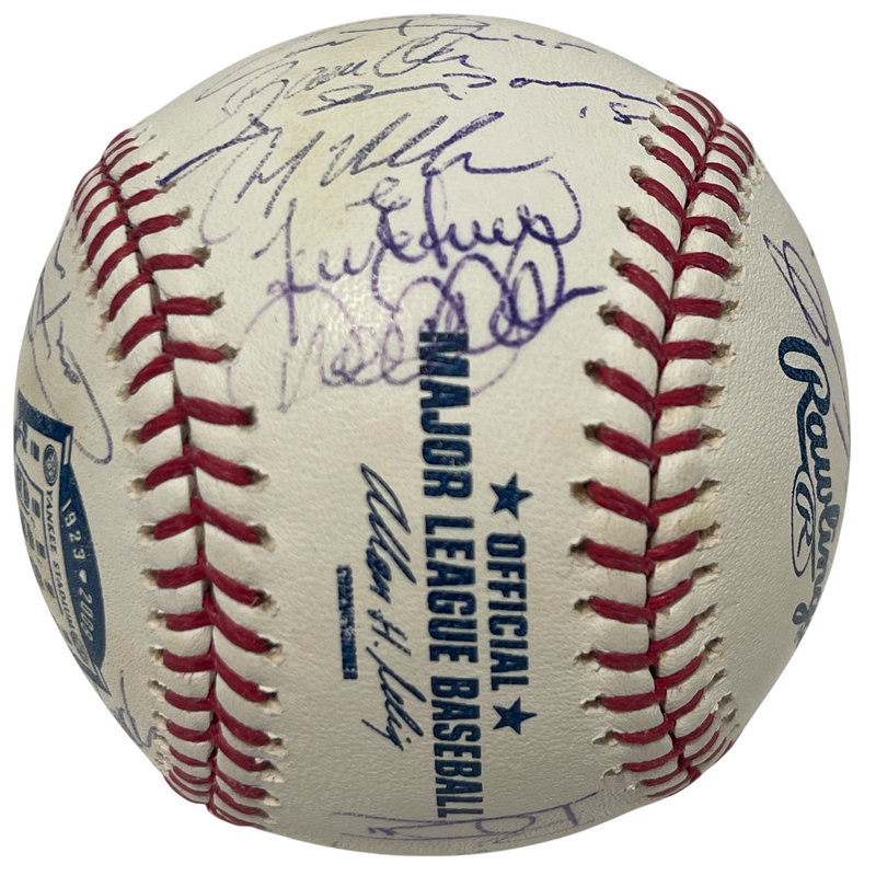 2008 New York Yankees (36) Signed Autographed Final Season Logo Baseball JSA LOA