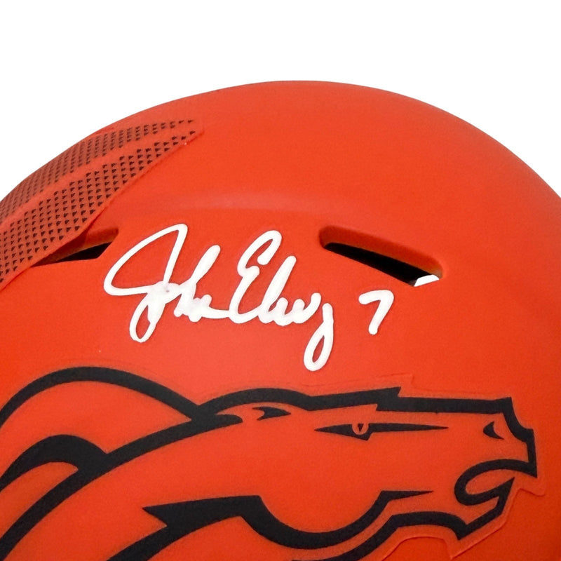 John Elway Signed Autographed Denver Broncos Rave Mini Helmet JSA COA