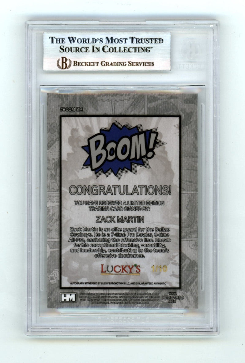 Zack Martin 2024 Hits Memorabilia BOOM Gold #/10 Signed BGS BAS Auto Cowboys