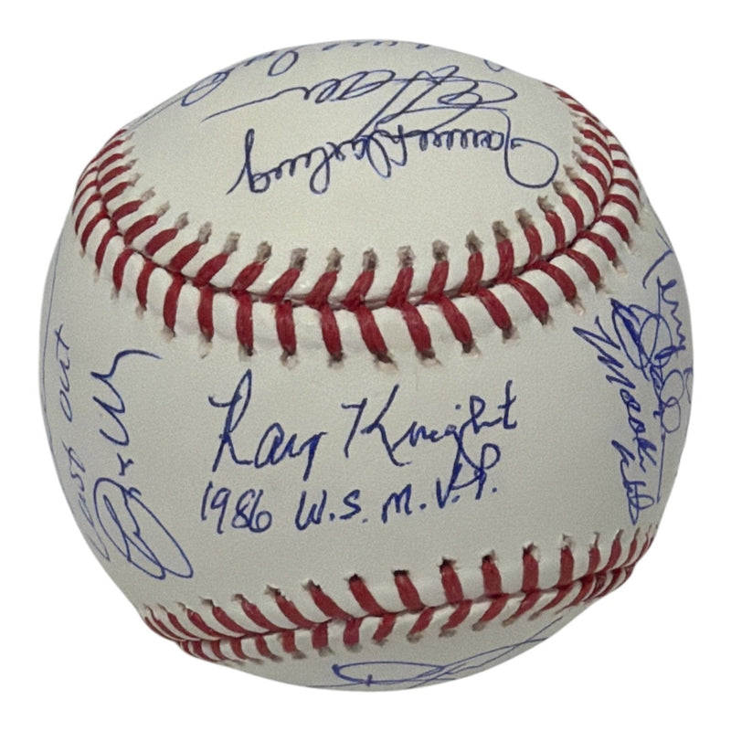 New York Mets Team Signed (23 Auto) 1986 World Series Logo Baseball Insc JSA COA