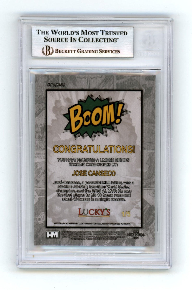 Jose Canseco 2024 Hits Memorabilia BOOM Green #/5 Signed BGS BAS Auto Athletics