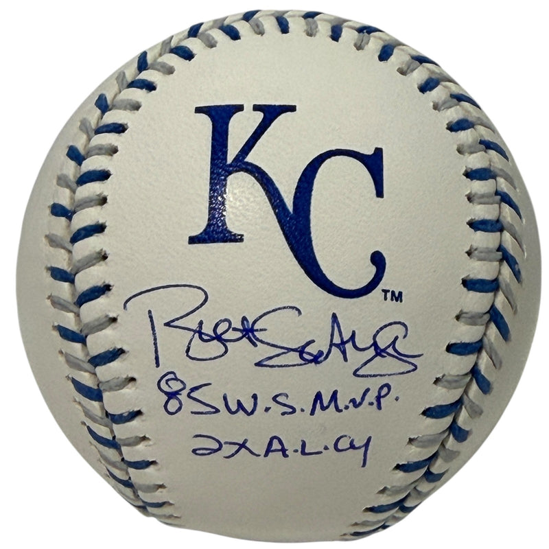 Bret Saberhagen Signed KC Royals Logo Baseball w/ 85 WS MVP + 2x AL CY JSA W COA