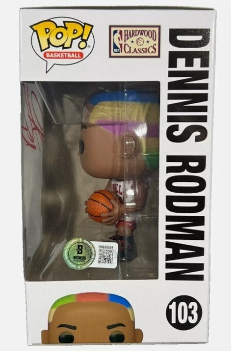 Dennis Rodman Signed Auto Funko Pop #103 The Worm Beckett Witness BAS COA Bulls
