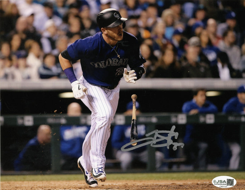 Trevor Story Signed Autographed Colorado Rockies 8x10 Photo JSA COA
