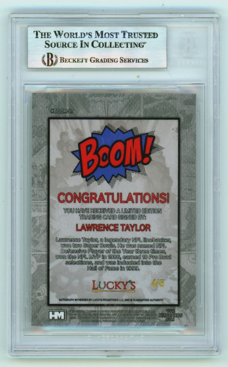 Lawrence Taylor 2024 Hits Memorabilia BOOM Gold #/5 Signed BGS BAS Auto Giants