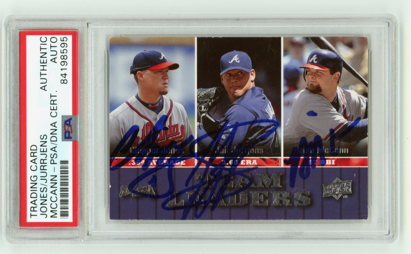 Chipper Jones Jurrjens McCann 2009 Upper Deck Triple Signed Auto PSA Auto Braves