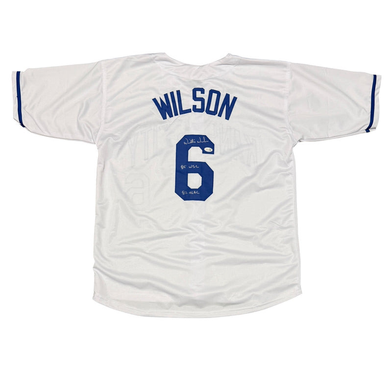 Willie Wilson Signed Kansas City Royals Custom Jersey w/ 2 Ins JSA Witness COA