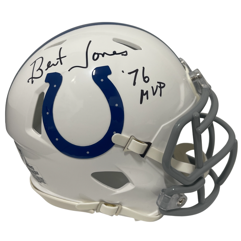 Bert Jones Signed Colts Speed Mini Helmet w/ 76 MVP Beckett Witness BAS COA