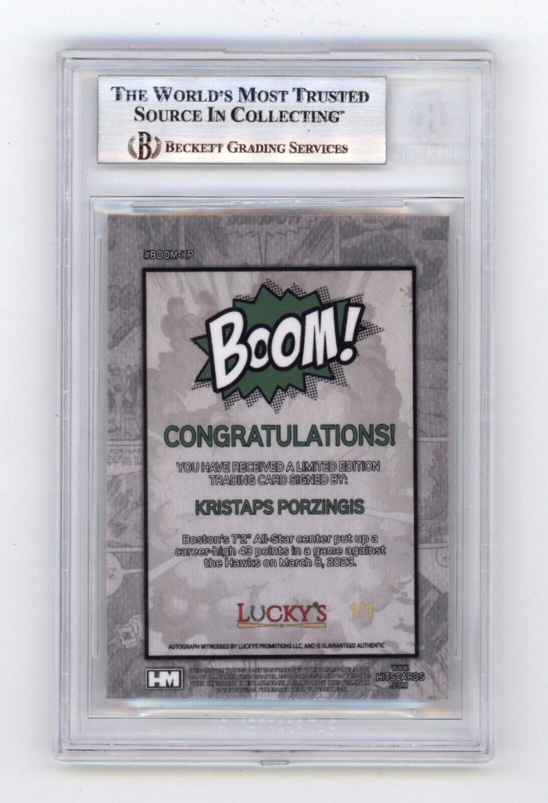 Kristaps Porzingis 2024 Hits Memorabilia BOOM Super #1/1 Signed BGS BAS Auto