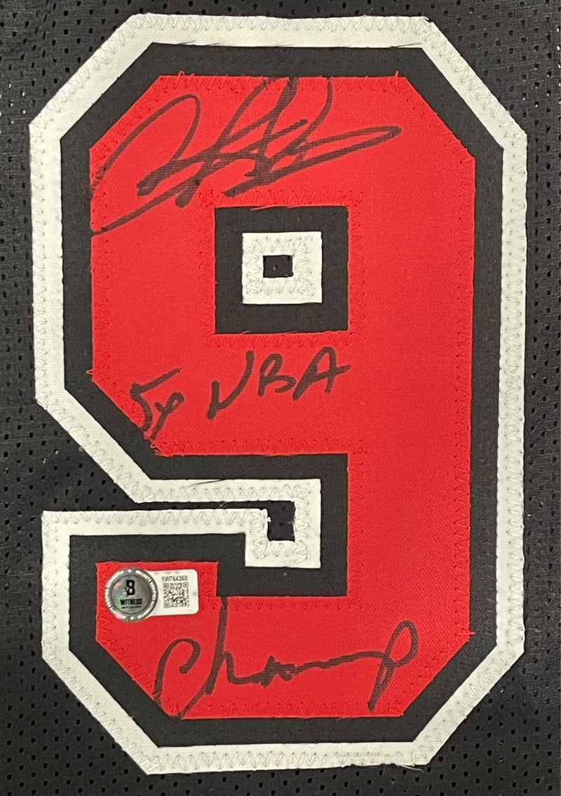 Dennis Rodman Signed Bulls Custom Jersey w/ 5 NBA Champ Beckett Wit BAS COA