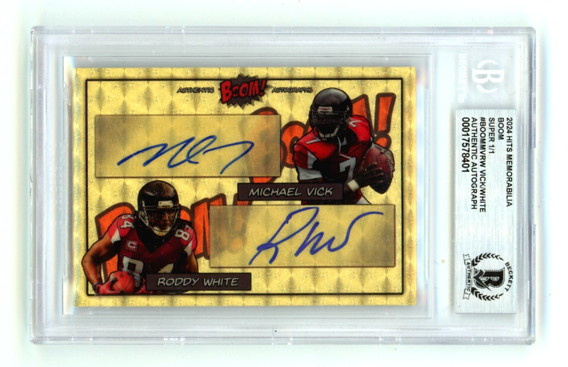 Mike Vick & Roddy White 2024 Hits Memorabilia BOOM Super 1/1 Signed BGS BAS Auto