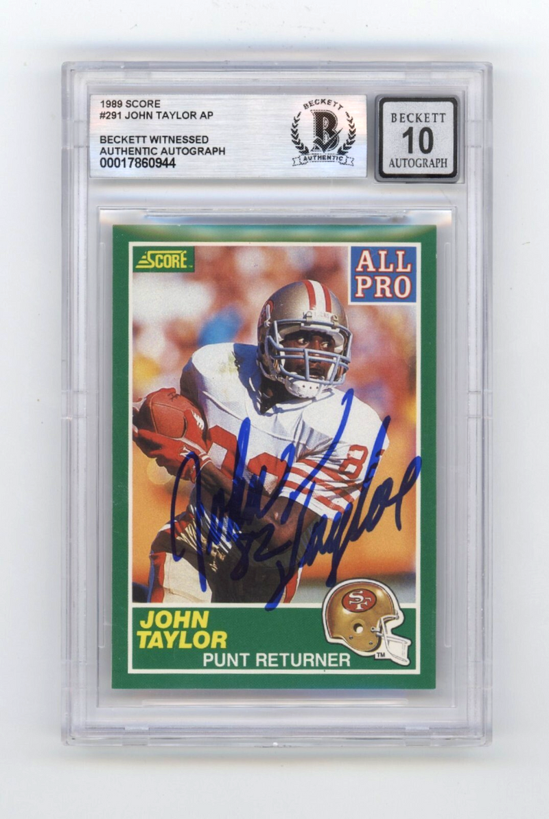 John Taylor All Pro 1989 Score #291 RC Signed Beckett BGS 10 Auto 49ers