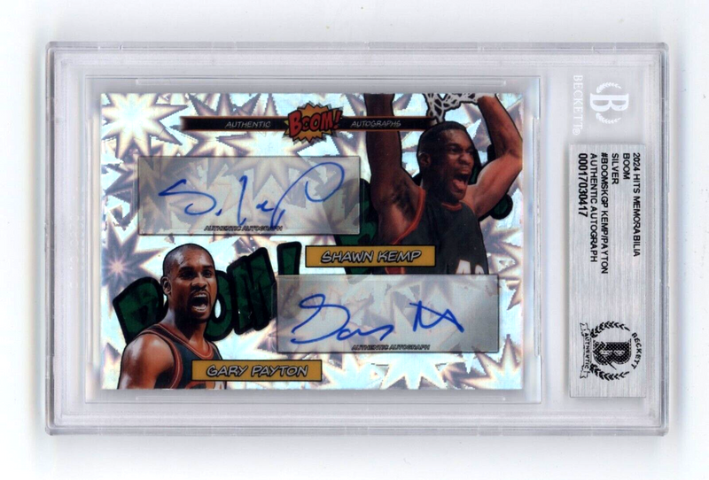 Shawn Kemp & Gary Payton 2024 Hits BOOM Silver Dual Signed BGS BAS Auto Sonics