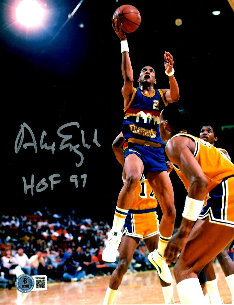 Alex English Signed Denver Nuggets 8x10 Photo w/ HOF 97 Beckett Wit BAS COA #1