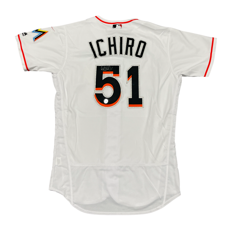 Ichiro Suzuki Signed Miami Marlins Majestic Authentic Jersey MILL CREEK COA BAS