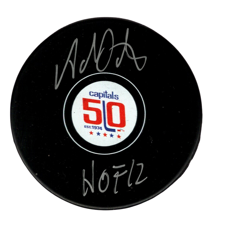 Adam Oates Signed Auto Capitals 50th Anniversary Puck w/ HOF 12 Beckett BAS COA