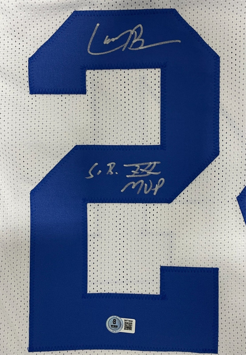Larry Brown Signed Dallas Cowboys Custom Jersey w SB XXX MVP Beckett Wit BAS COA