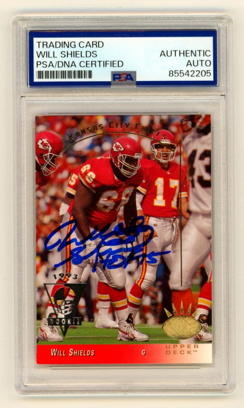 Will Shields 1993 Upper Deck SP #123 Signed RC w/ HOF 15 Ins PSA Authentic Auto